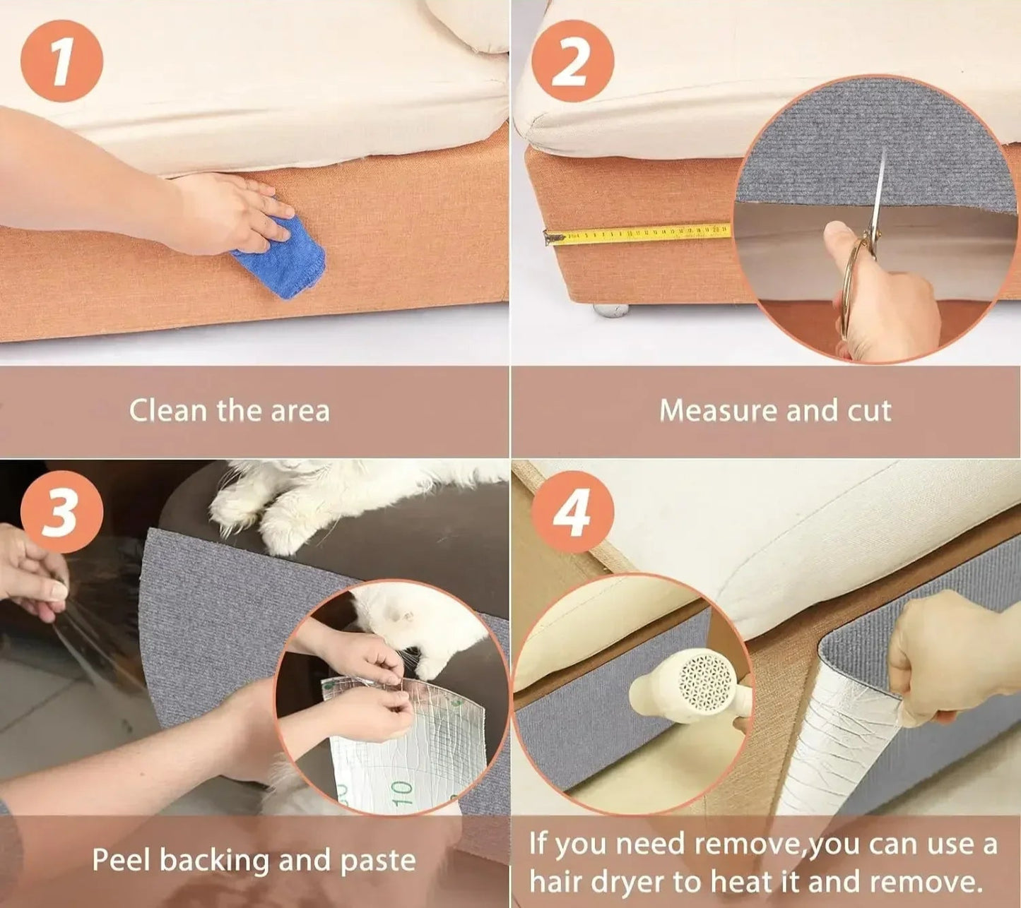 Ruban Anti-Griffures pour Chats Protection de Canapé
