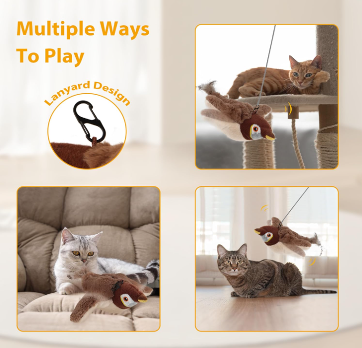 Oiseau interactif rechargeable pour chat