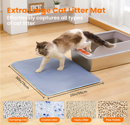 Tapis de Litière pour Chat Double Couche Anti-urine